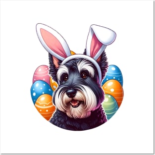 Scottish Terrier with Bunny Ears Celebrates Easter Joy Posters and Art